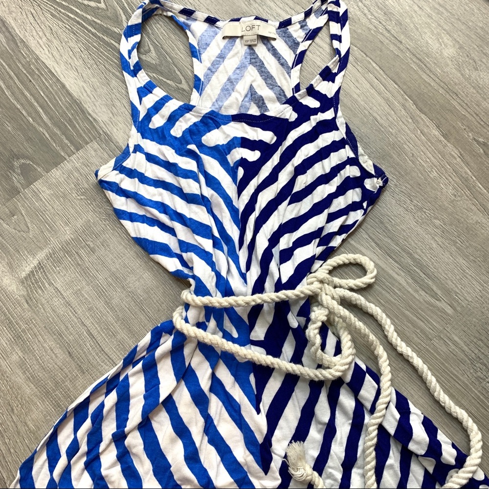 LOFT // maxi dress blue & white stripe print